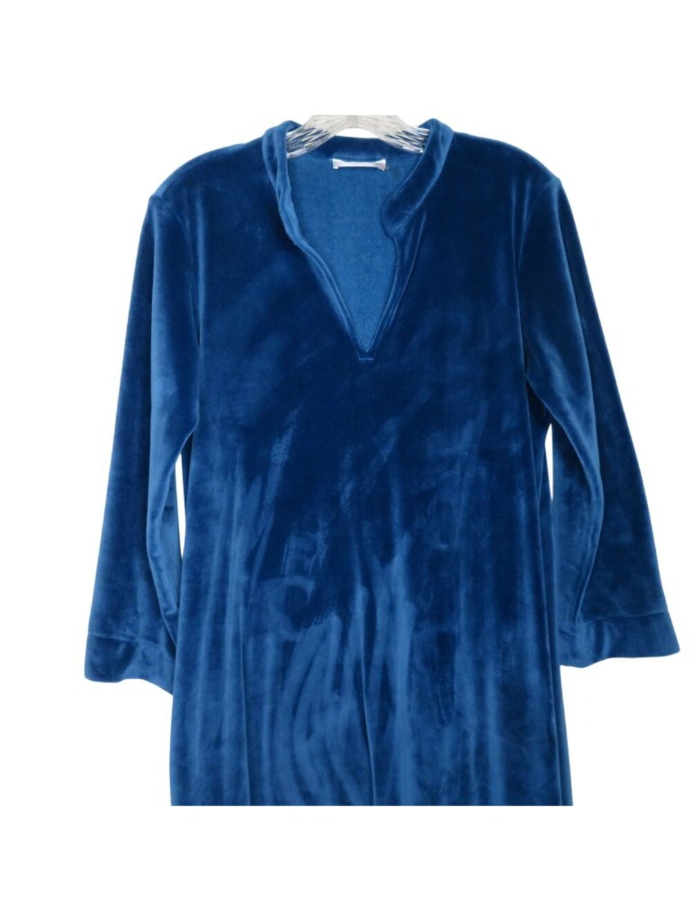 Natori Blue Lush Velvet Kaftan Kimono Pullover Lounge House Dress Women M Caftan